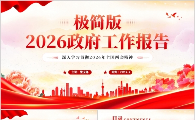 2026政府工作报告PPT模板缩略图