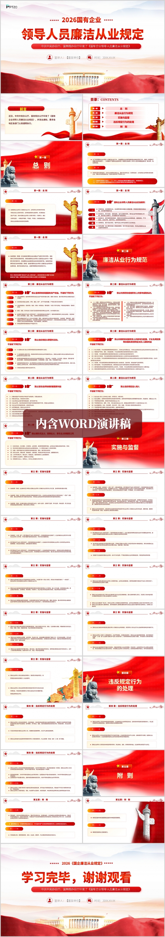 2026年国有企业领导人员廉洁从业规定全文解读ppt模板